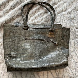 Faux Crocodile Slate Gray Studded bag